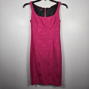 Kristin Davis Floral Jacquard Bright Pink Party Pin Up Sleeveless Dress Size 2